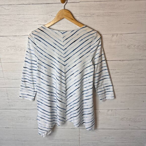 Pure Jill Tunic Womens Size Small Blue & White Striped Front Side Pocket Top - Picture 12 of 16